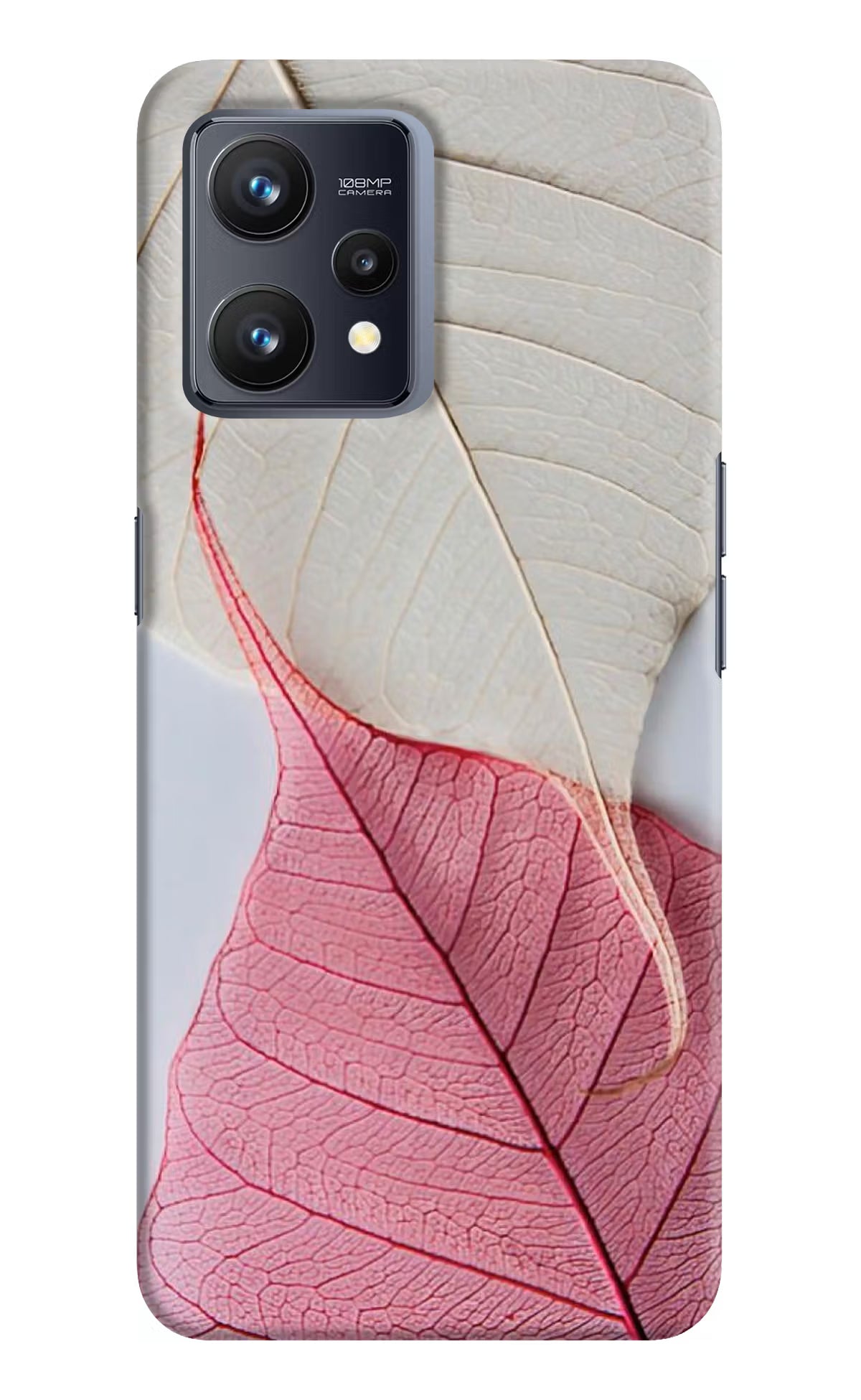 White Pink Leaf Realme 9 4G Hard Case Back Cover by Casekaro
