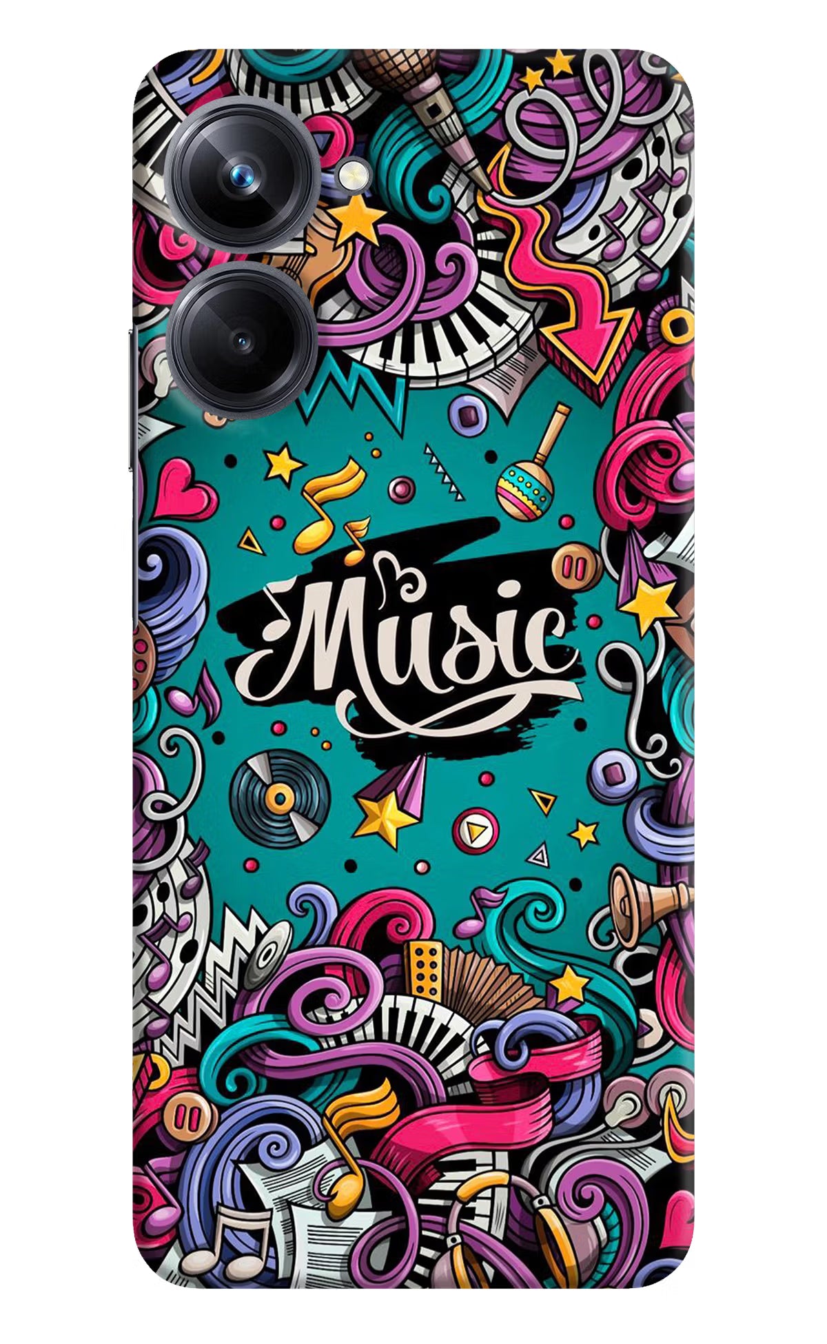Music Graffiti Realme 10 Pro 5G Hard Case Back Cover by Casekaro