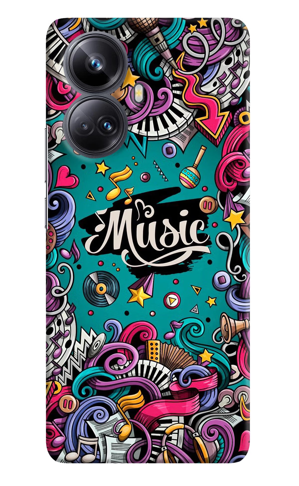 Music Graffiti Realme 10 Pro+ 5G Hard Case Back Cover by Casekaro