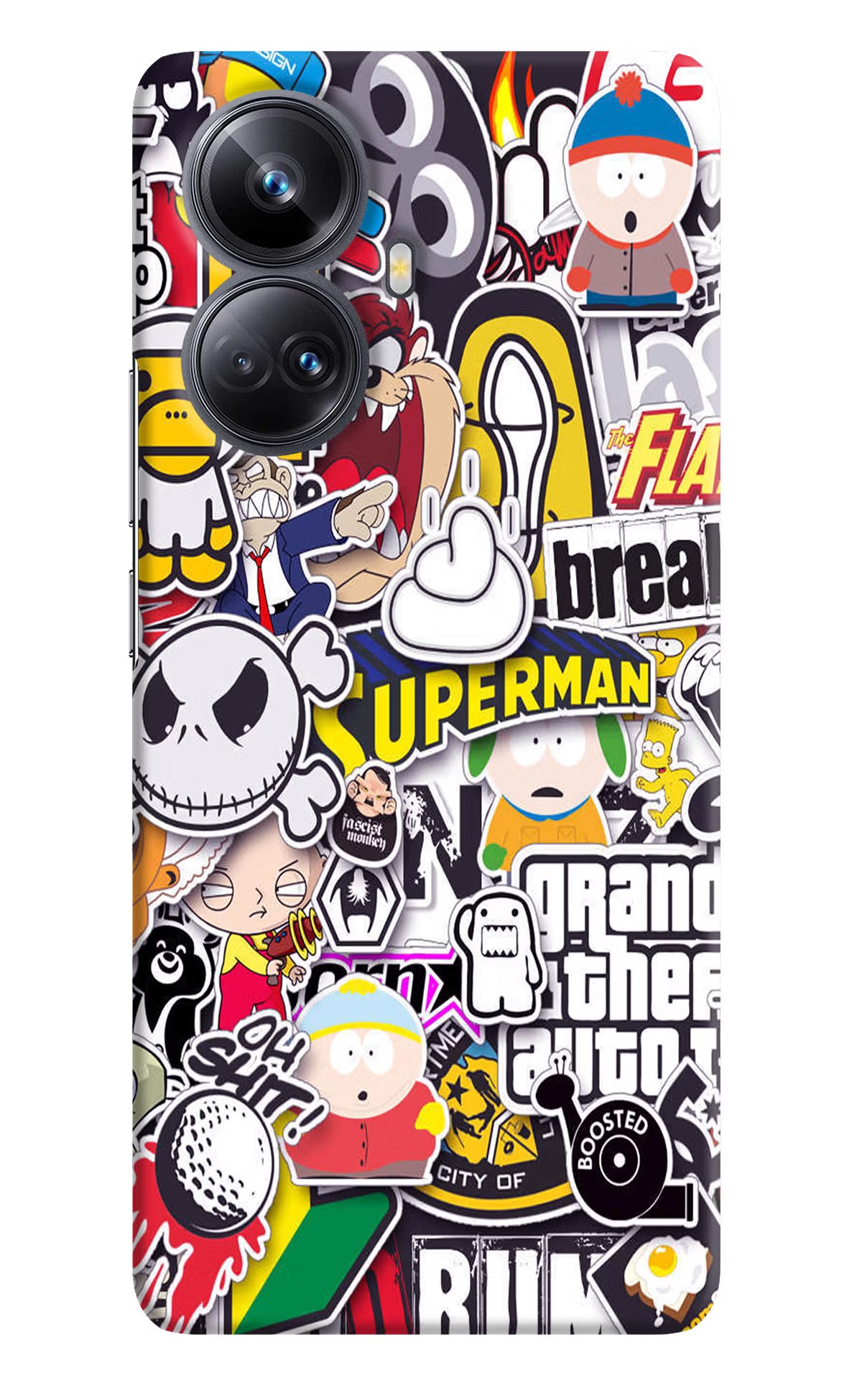 Sticker Bomb Realme 10 Pro+ 5G Hard Case Back Cover by Casekaro