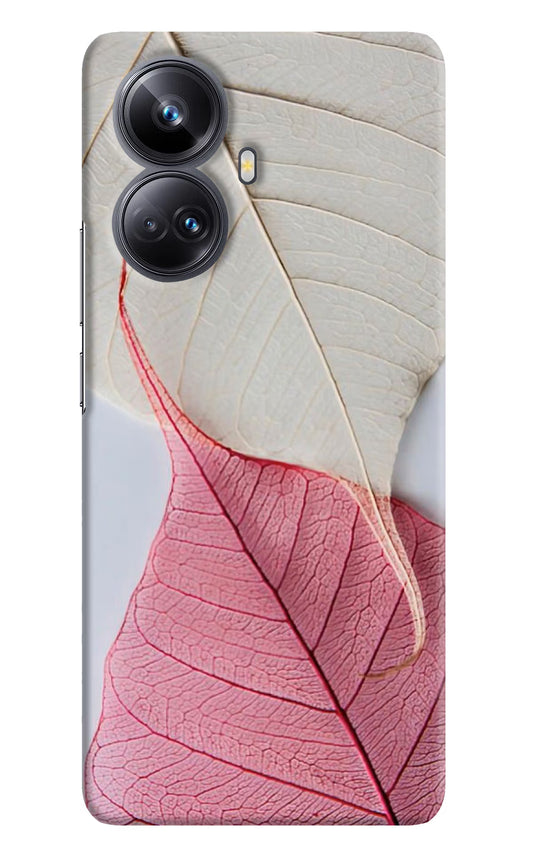 White Pink Leaf Realme 10 Pro+ 5G Hard Case Back Cover by Casekaro