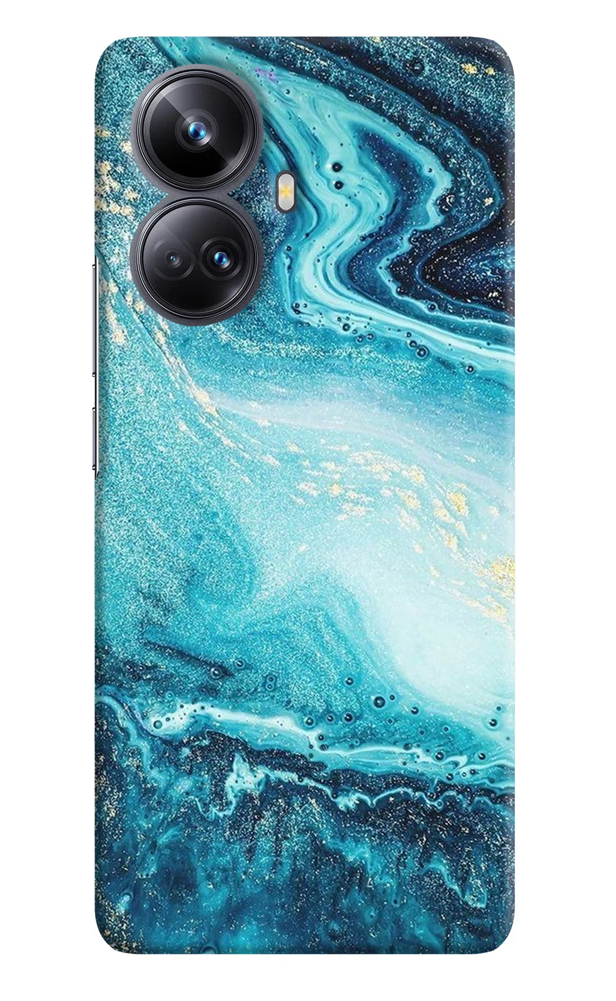 Blue Glitter Marble Realme 10 Pro+ 5G Hard Case Back Cover by Casekaro