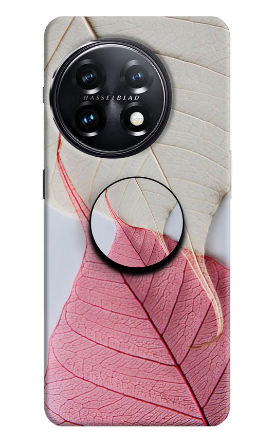 White Pink Leaf OnePlus 11 5G Pop Case by Casekaro