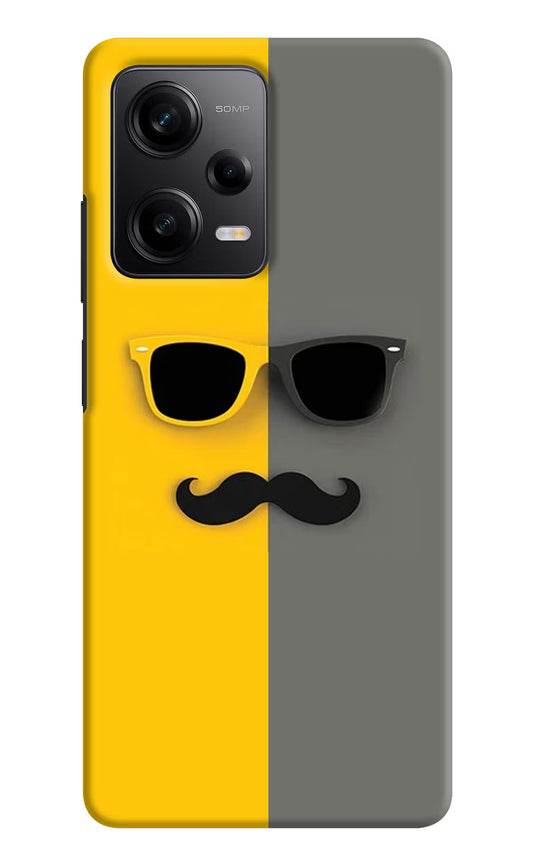 Sunglasses with Mustache Redmi Note 12 5G Hard Case Back Cover by Casekaro