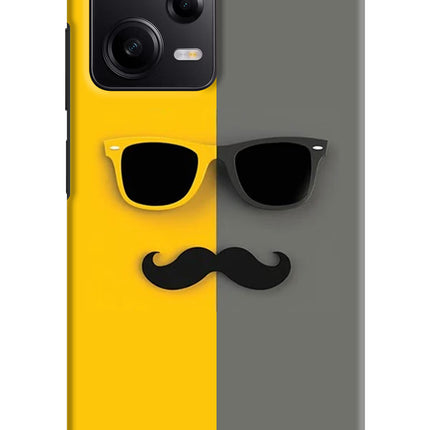 Sunglasses with Mustache Redmi Note 12 Pro 5G Hard Case Back Cover by Casekaro