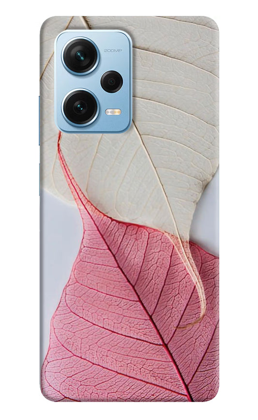 White Pink Leaf Redmi Note 12 Pro+ 5G Hard Case Back Cover by Casekaro