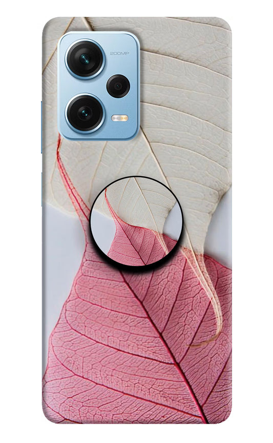 White Pink Leaf Redmi Note 12 Pro+ 5G Pop Case by Casekaro