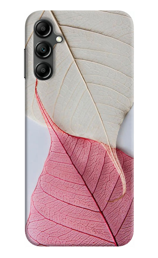 White Pink Leaf Samsung A14 5G Hard Case Back Cover by Casekaro