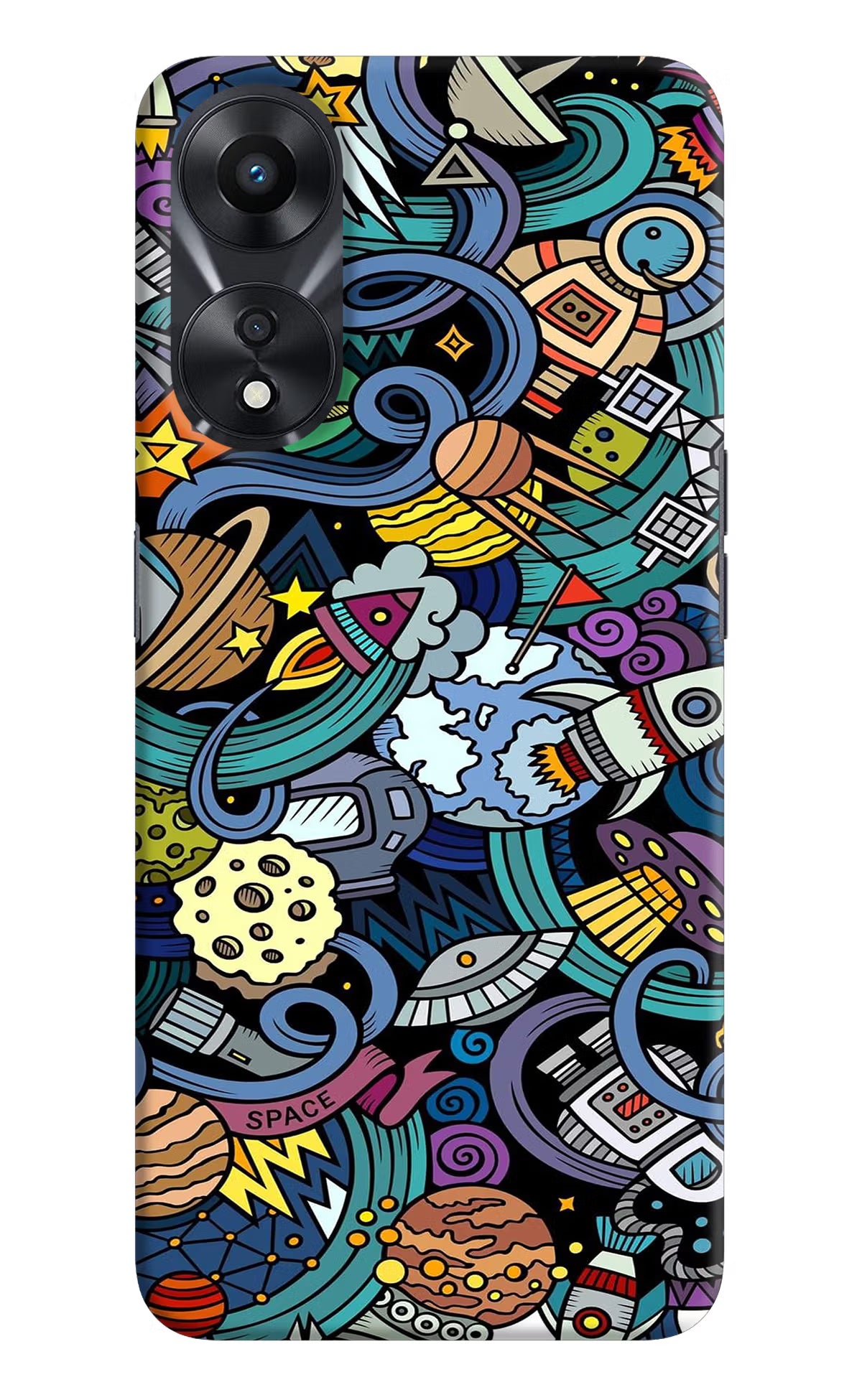 Space Abstract Oppo A78 5G Hard Case Back Cover by Casekaro