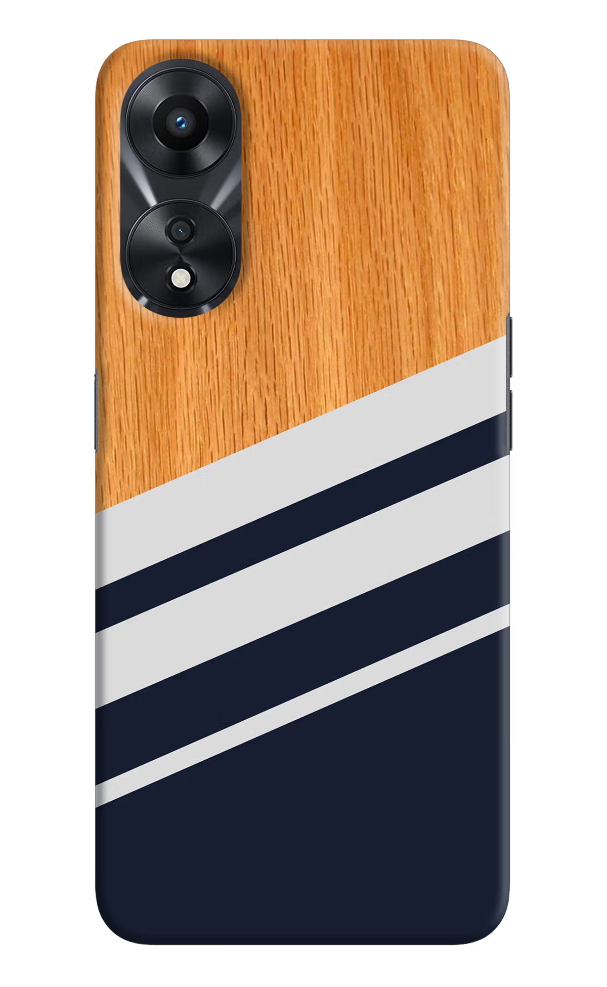 Blue and white wooden Oppo A78 5G Hard Case Back Cover by Casekaro