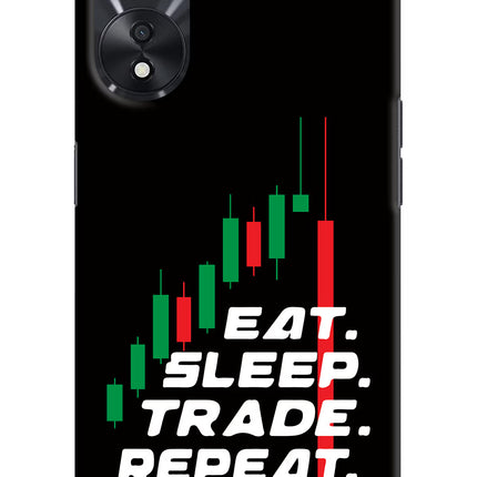 Eat Sleep Trade Repeat Oppo A78 5G Hard Case Back Cover by Casekaro
