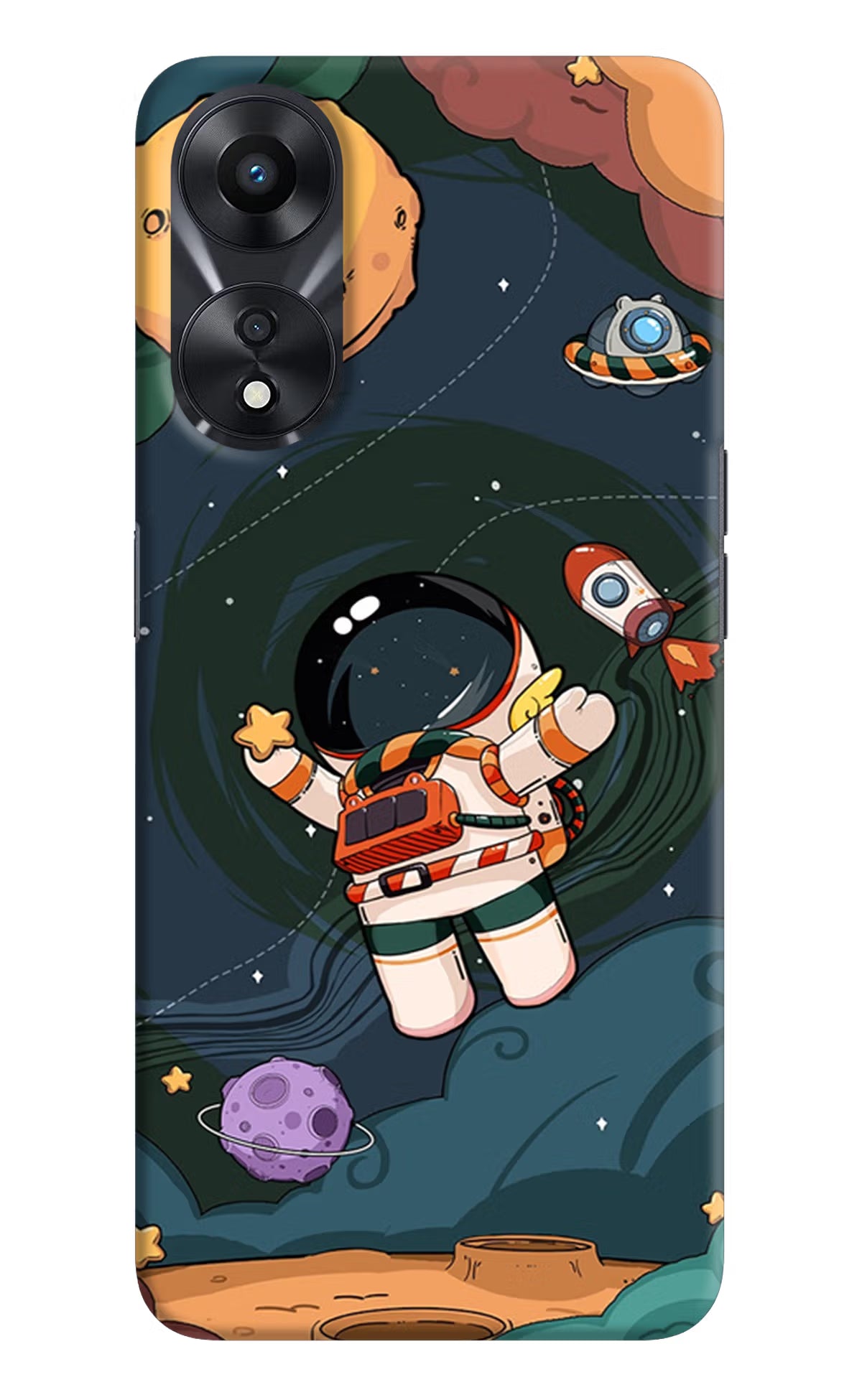 Cartoon Astronaut Oppo A78 5G Hard Case Back Cover by Casekaro