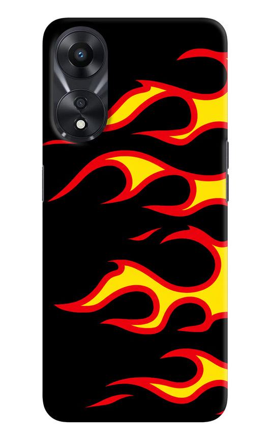 Side Sweep Flames Oppo A78 5G Hard Case Back Cover by Casekaro