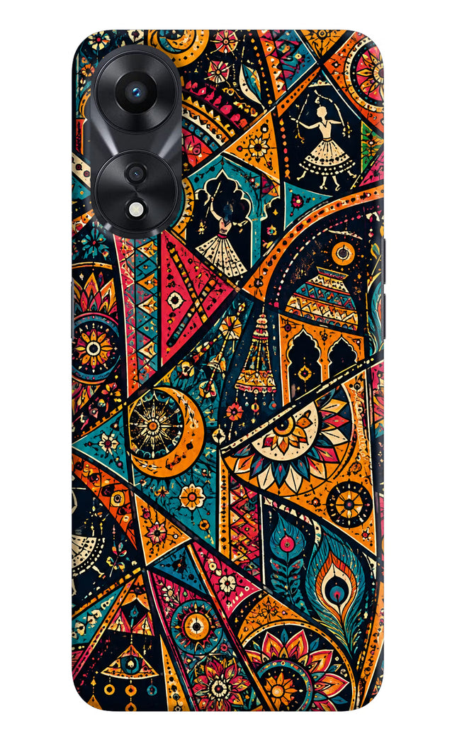 Folk Print Oppo A78 5G Hard Case Back Cover by Casekaro