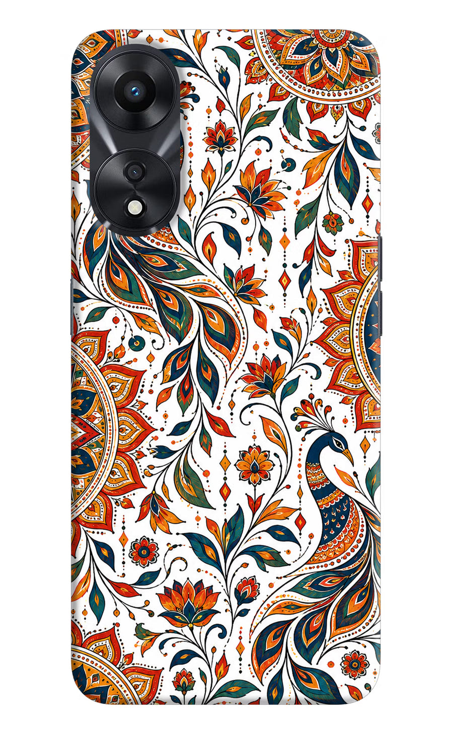 White Mayura Oppo A78 5G Back Cover, Hard case