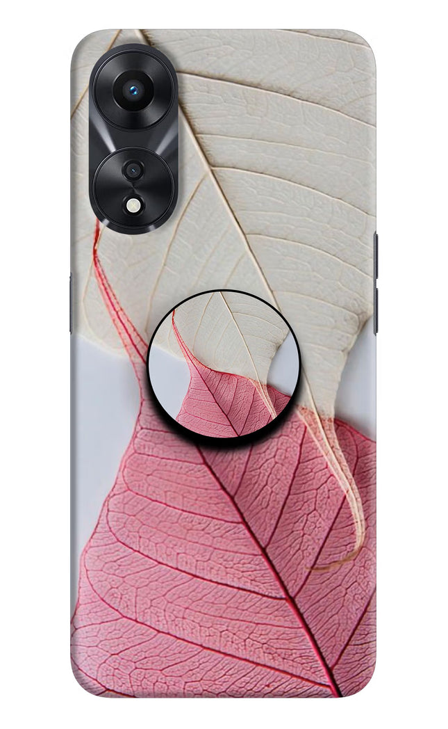 White Pink Leaf Oppo A78 5G Pop Case by Casekaro
