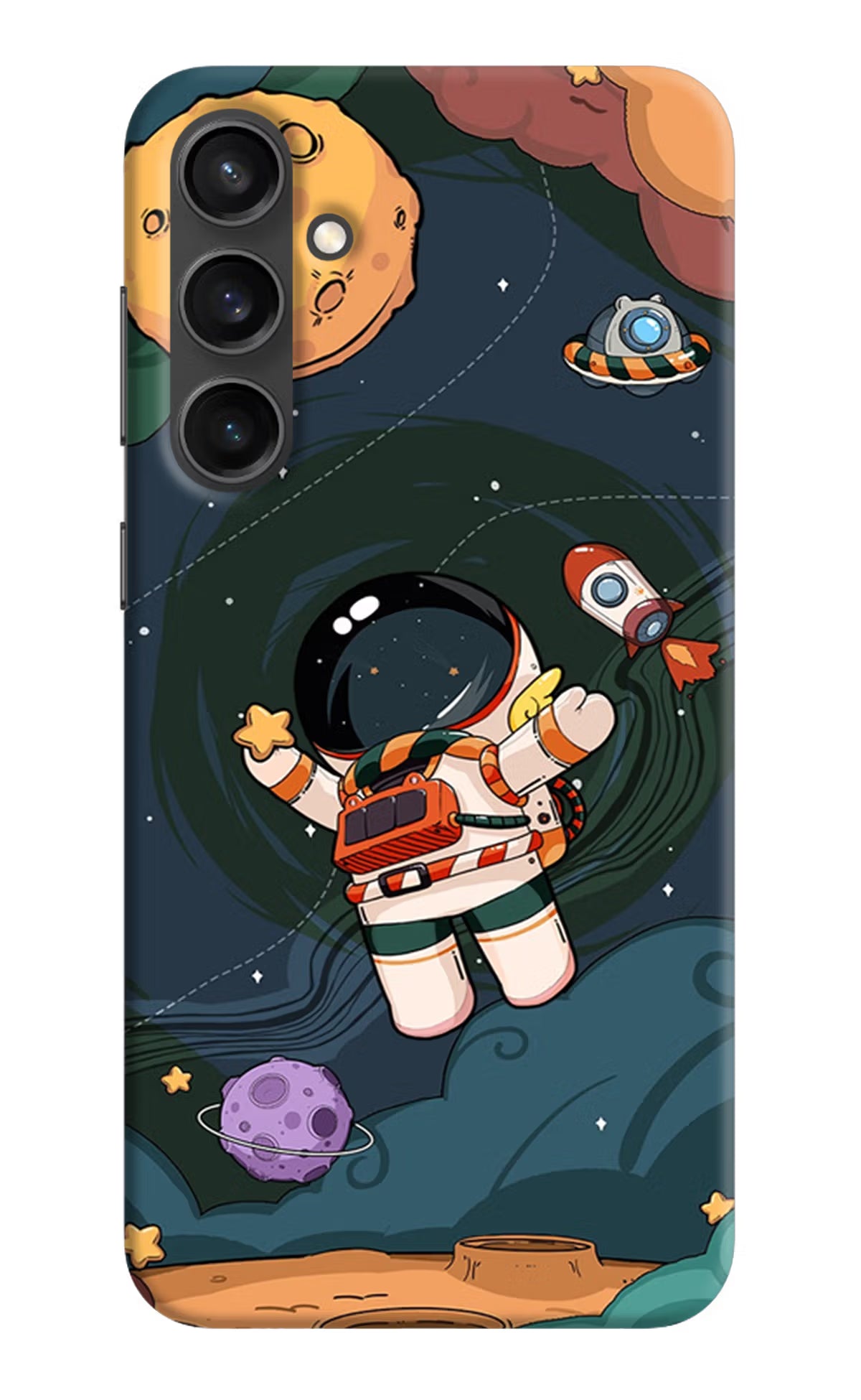 Cartoon Astronaut Samsung S23 Hard Case Back Cover by Casekaro