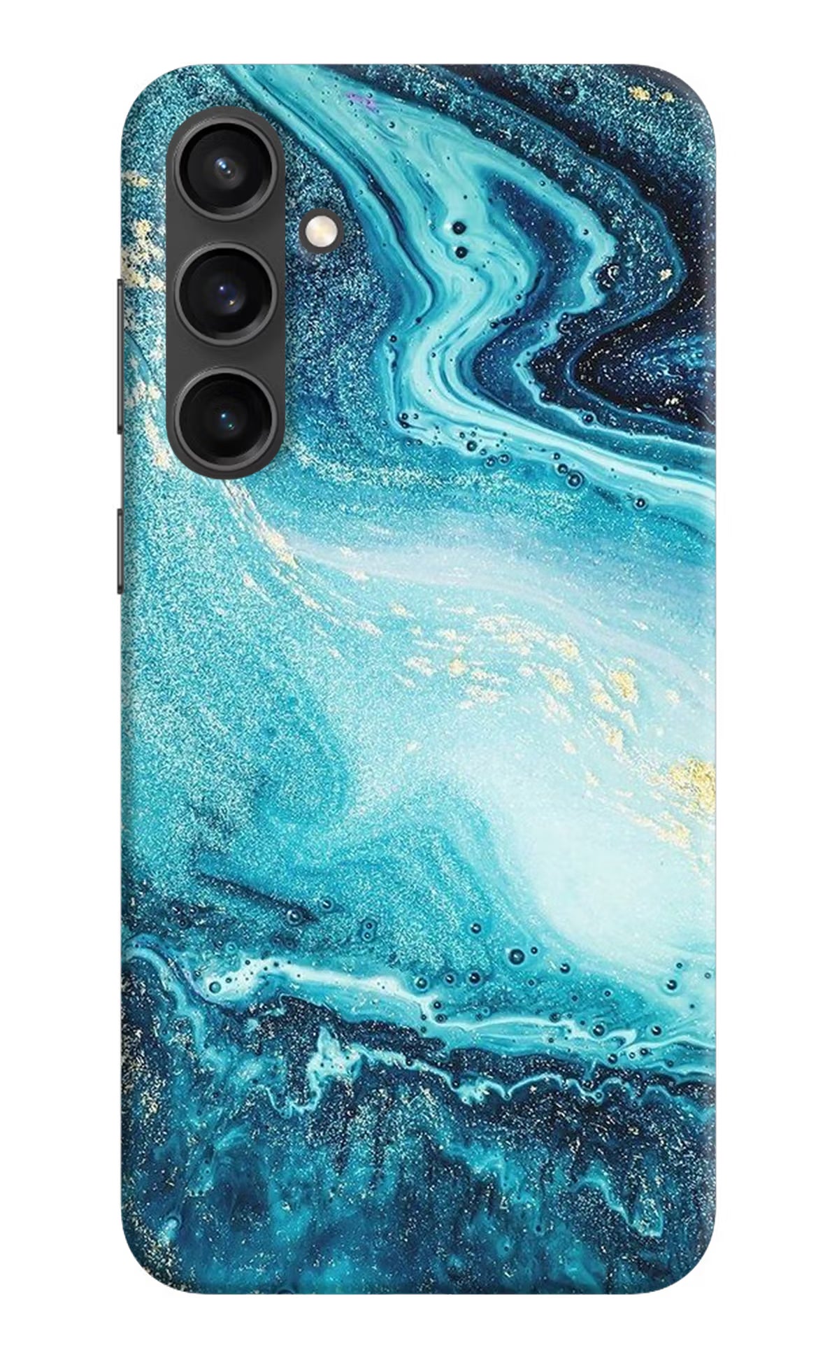 Blue Glitter Marble Samsung S23 Hard Case Back Cover by Casekaro