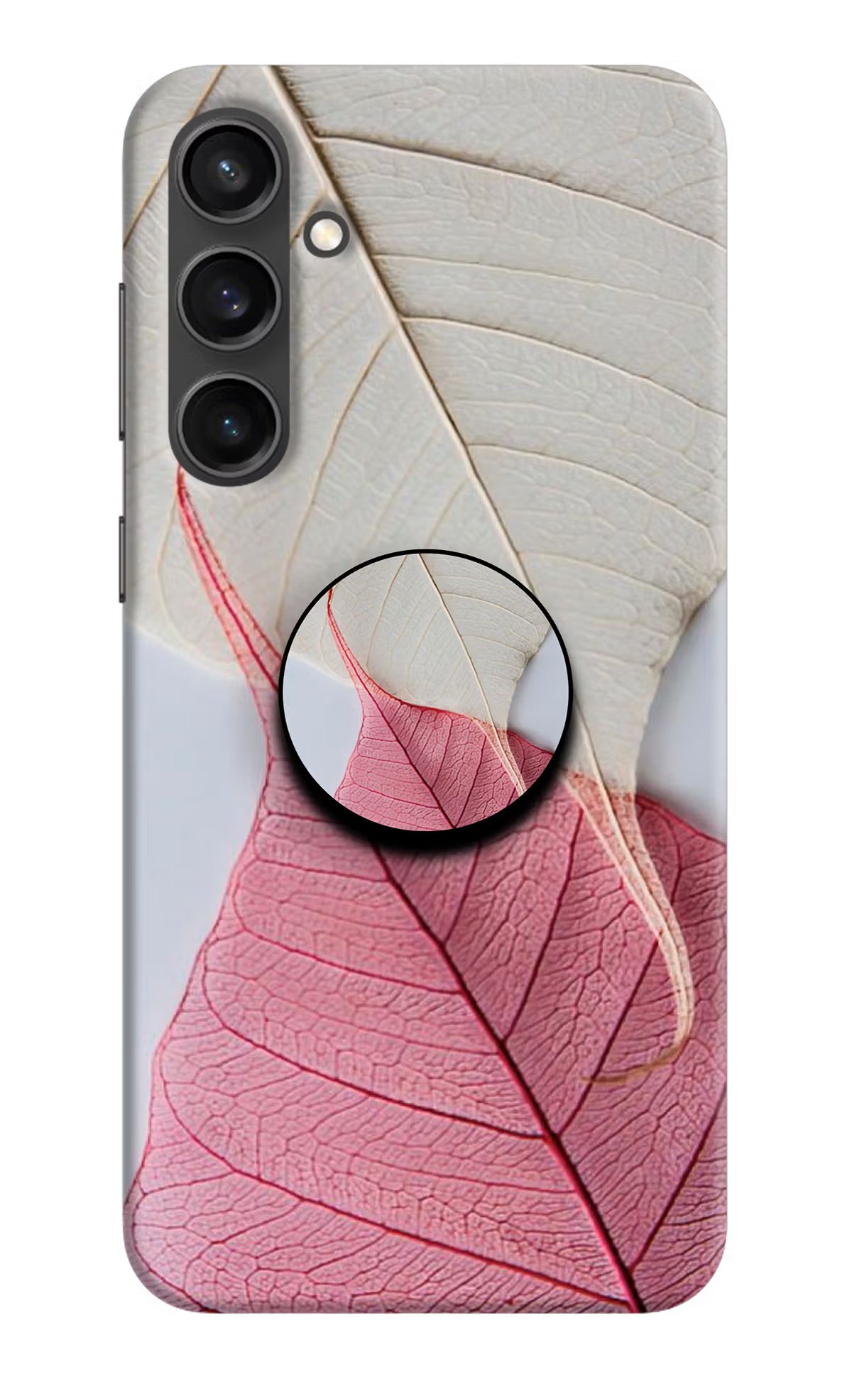 White Pink Leaf Samsung S23 Pop Case by Casekaro