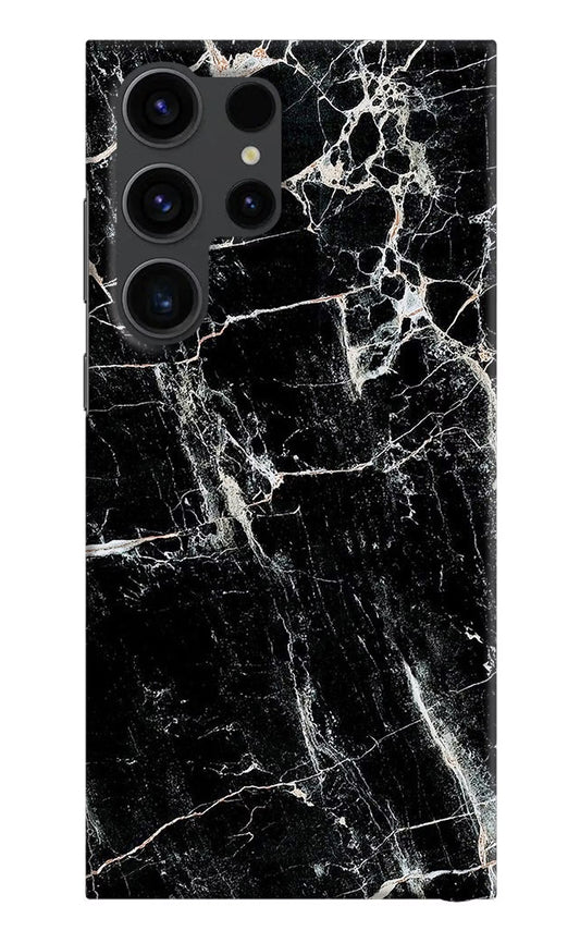 Black Marble Texture Samsung S23 Ultra Hard Case Back Cover by Casekaro