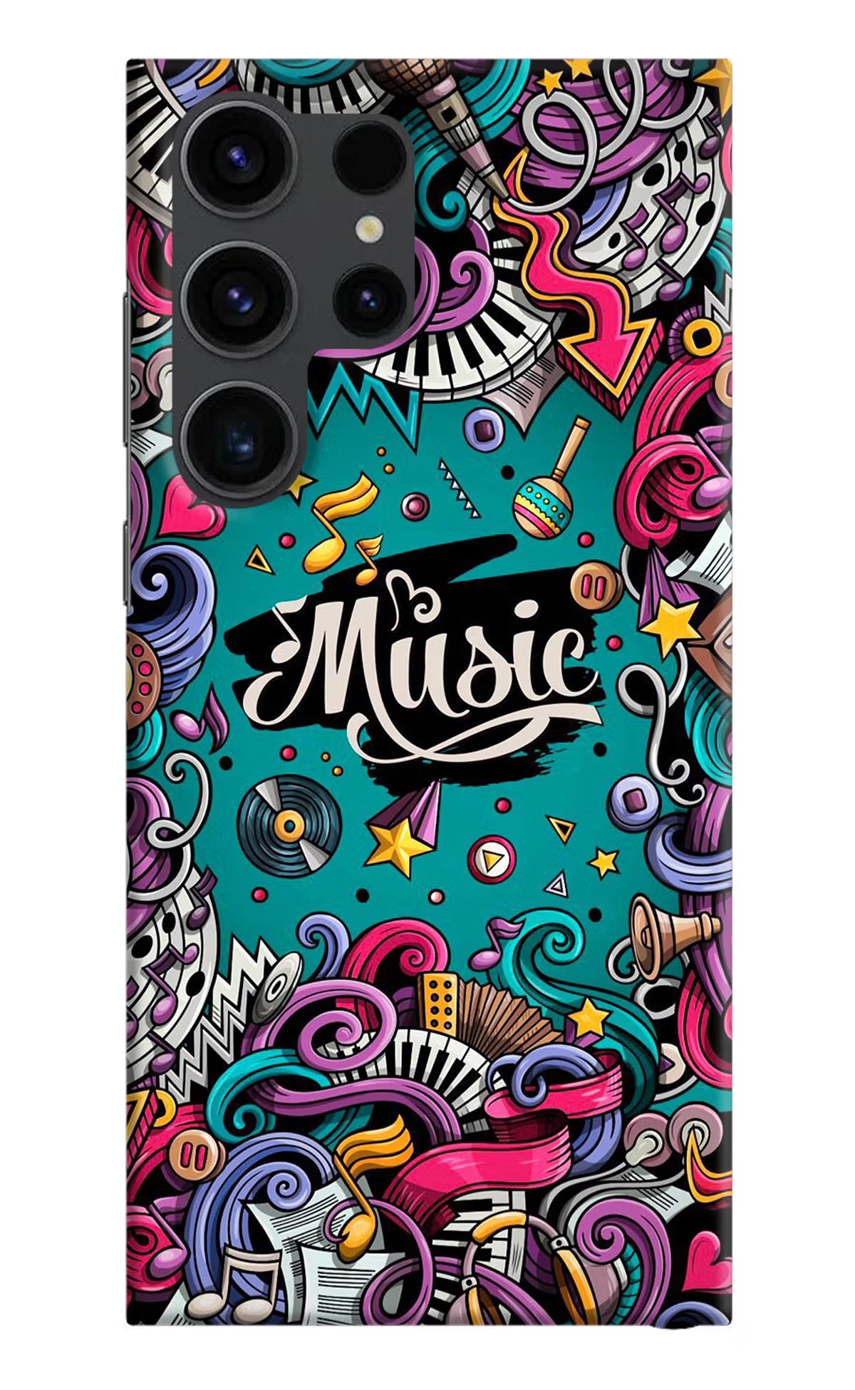 Music Graffiti Samsung S23 Ultra Hard Case Back Cover by Casekaro