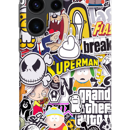 Sticker Bomb Samsung S23 Ultra Hard Case Back Cover by Casekaro