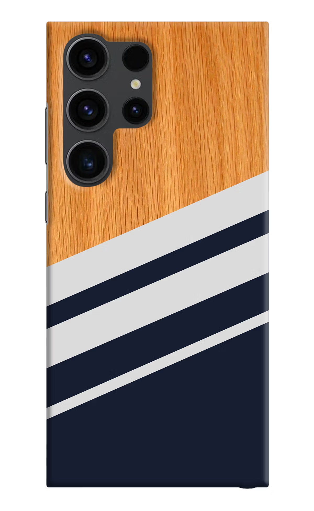 Blue and white wooden Samsung S23 Ultra Hard Case Back Cover by Casekaro