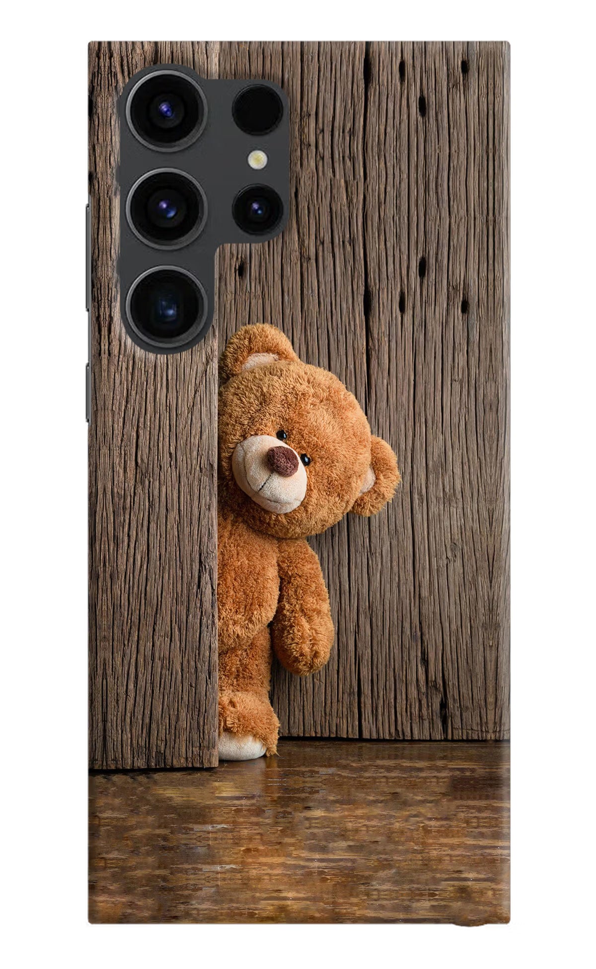 Teddy Wooden Samsung S23 Ultra Hard Case Back Cover by Casekaro