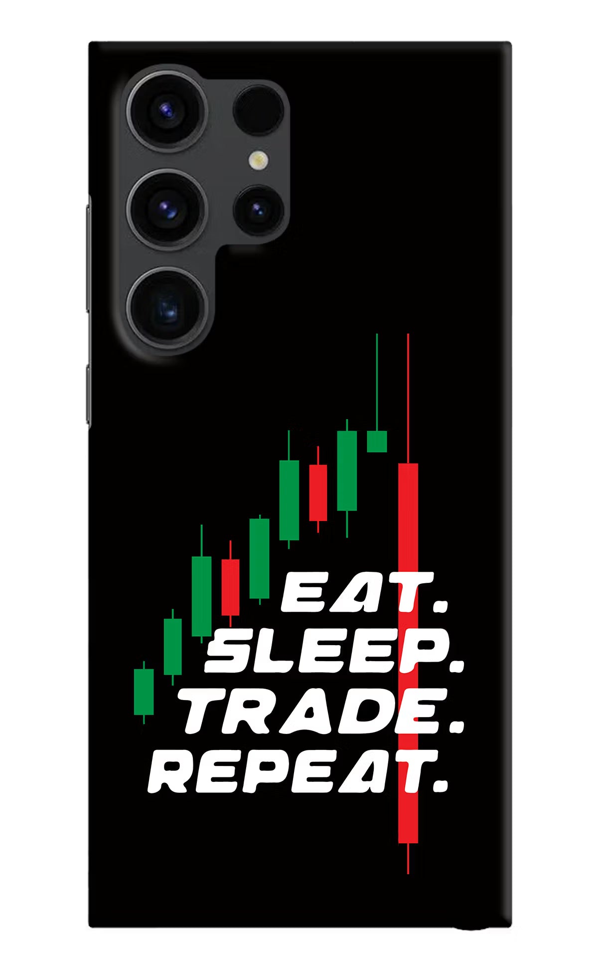 Eat Sleep Trade Repeat Samsung S23 Ultra Hard Case Back Cover by Casekaro