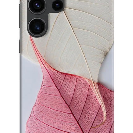 White Pink Leaf Samsung S23 Ultra Hard Case Back Cover by Casekaro