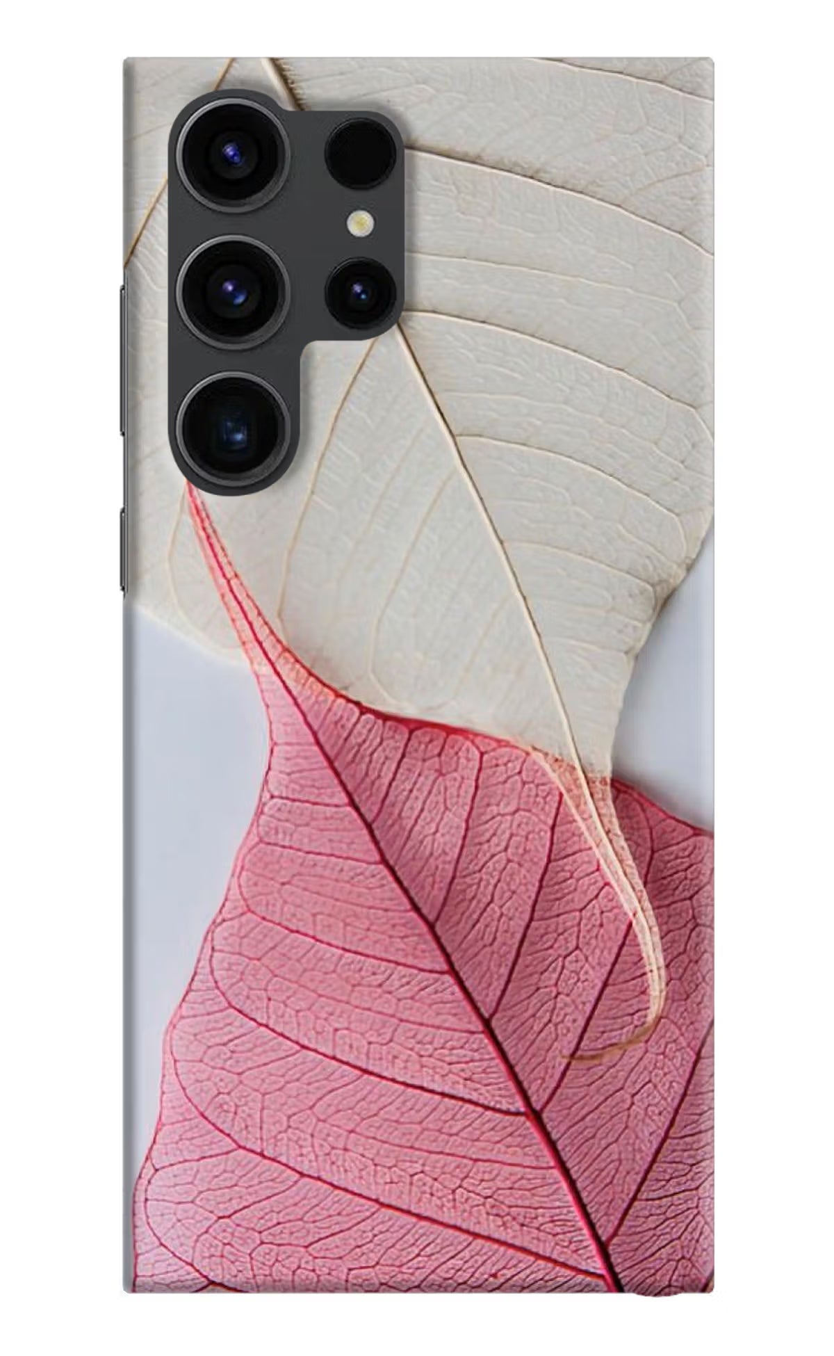 White Pink Leaf Samsung S23 Ultra Hard Case Back Cover by Casekaro