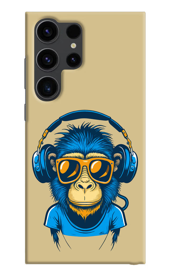 Monkey Headphone Samsung S23 Ultra Hard Case Back Cover by Casekaro