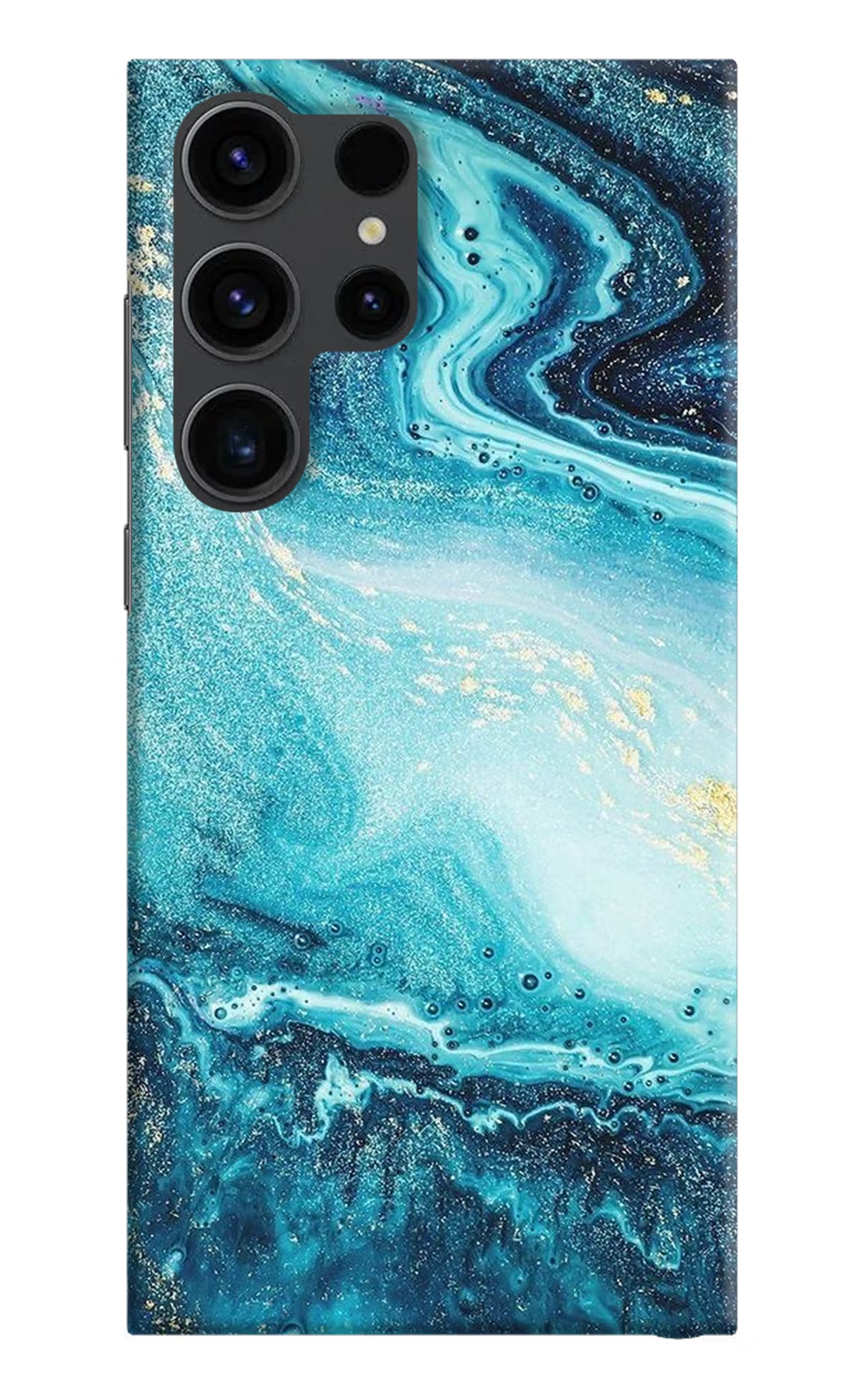 Blue Glitter Marble Samsung S23 Ultra Hard Case Back Cover by Casekaro