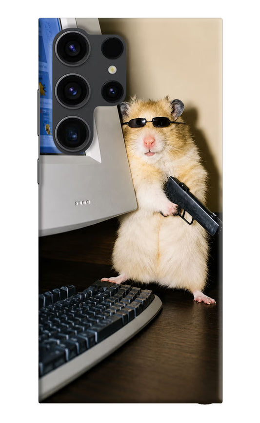 Hacker Hamster Samsung S23 Ultra Hard Case Back Cover by Casekaro