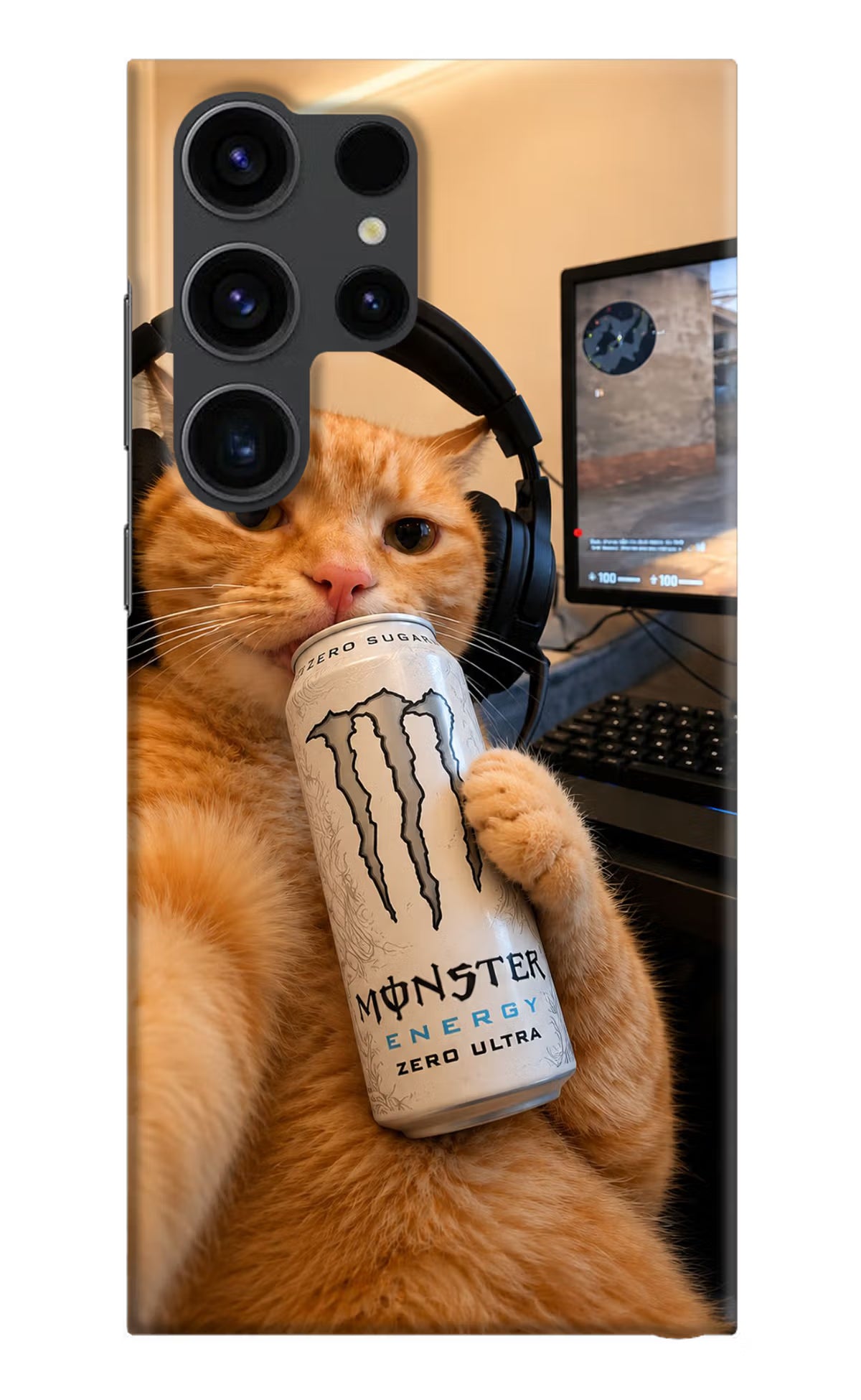 Gamer Cat Energy Samsung S23 Ultra Back Cover