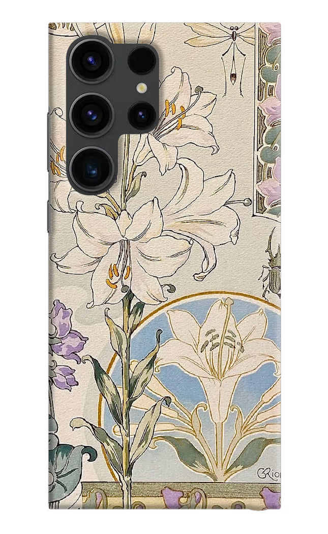 White Lily Samsung S23 Ultra Hard Case Back Cover by Casekaro