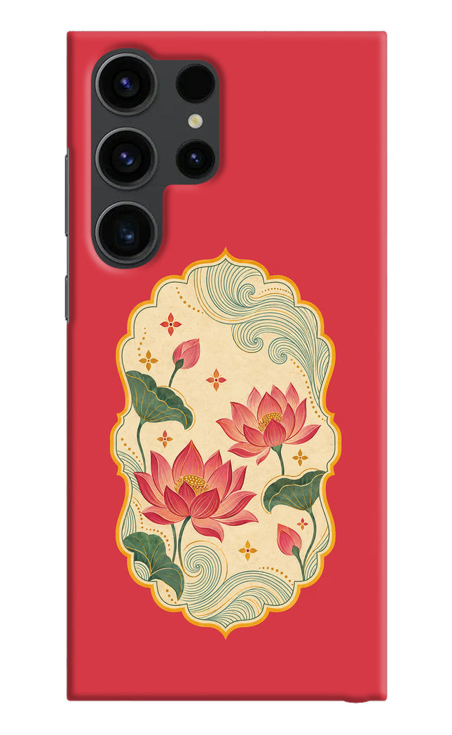 Pink Lotus Samsung S23 Ultra Hard Case Back Cover by Casekaro