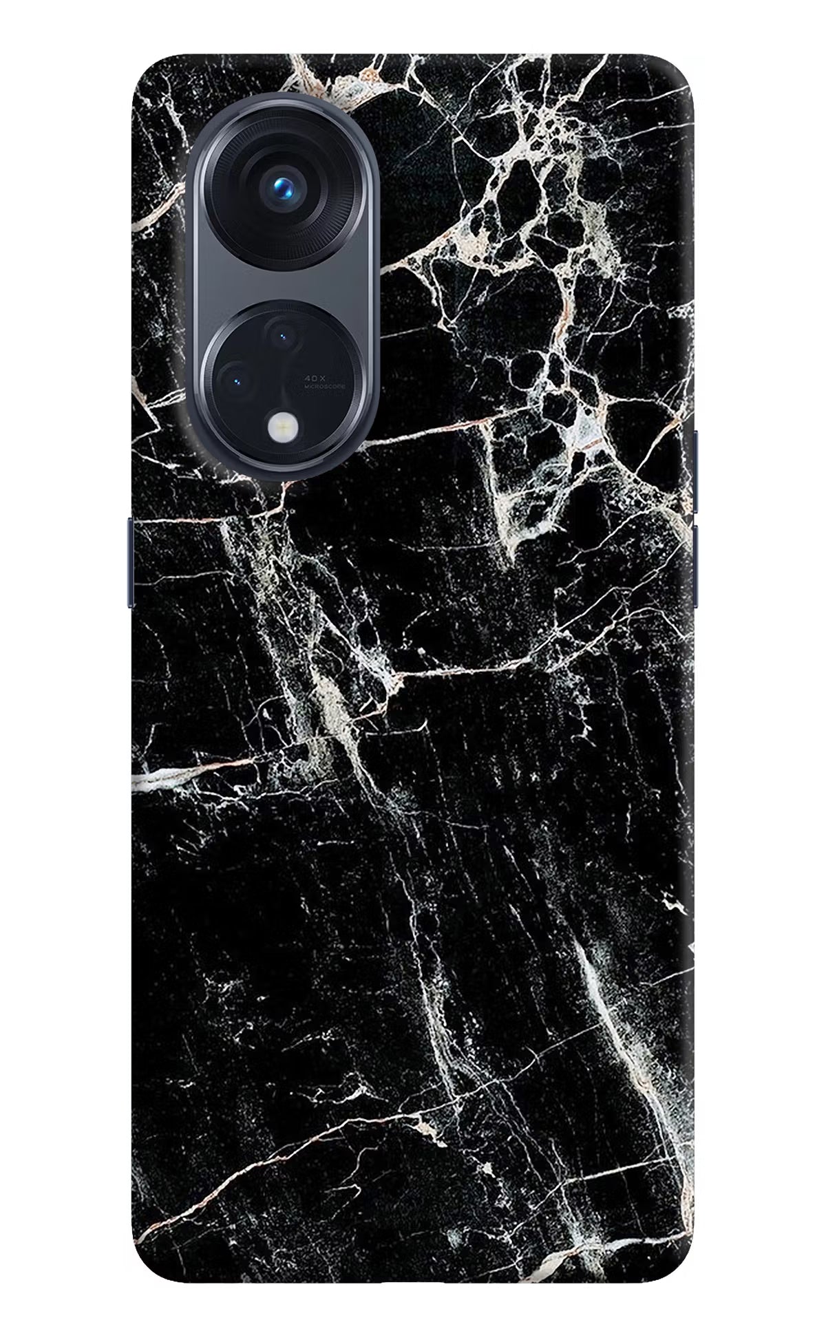 Black Marble Texture Oppo Reno8 T 5G Hard Case Back Cover by Casekaro