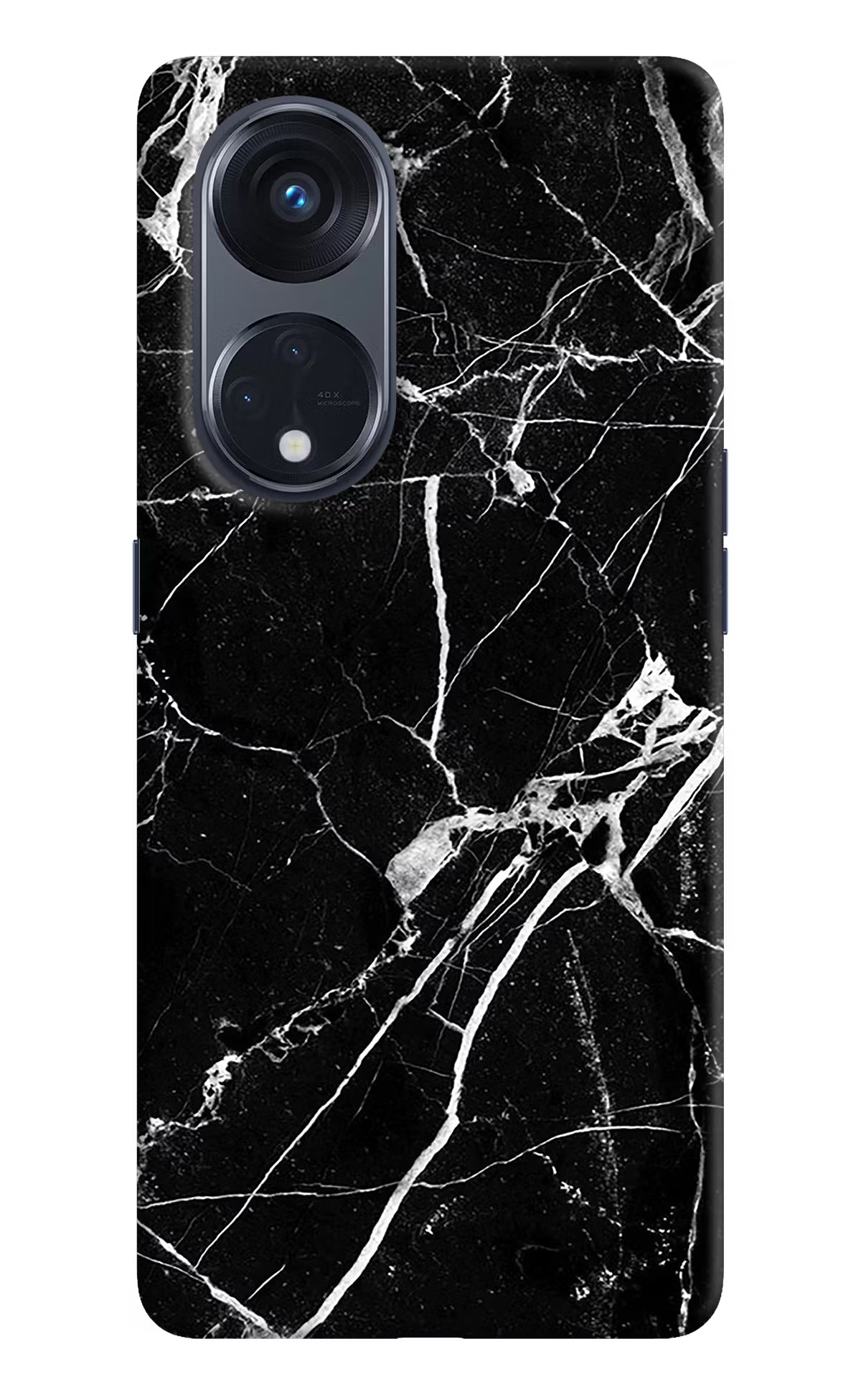 Black Marble Pattern Oppo Reno8 T 5G Hard Case Back Cover by Casekaro