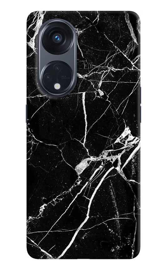 Black Marble Pattern Oppo Reno8 T 5G Hard Case Back Cover by Casekaro