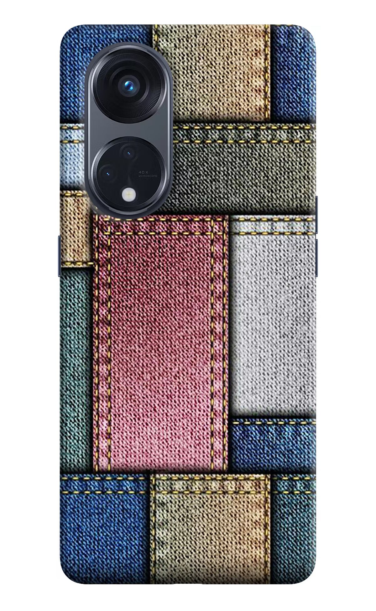Multicolor Jeans Oppo Reno8 T 5G Hard Case Back Cover by Casekaro