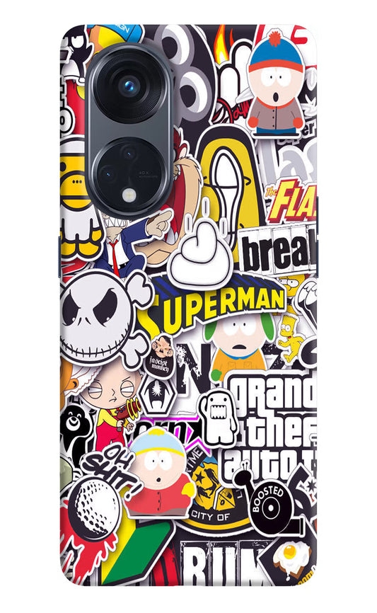 Sticker Bomb Oppo Reno8 T 5G Hard Case Back Cover by Casekaro