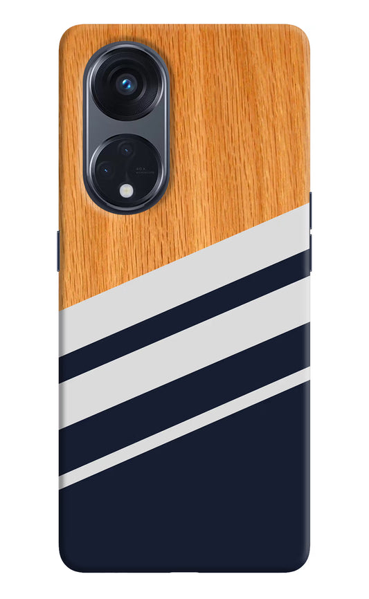 Blue and white wooden Oppo Reno8 T 5G Hard Case Back Cover by Casekaro