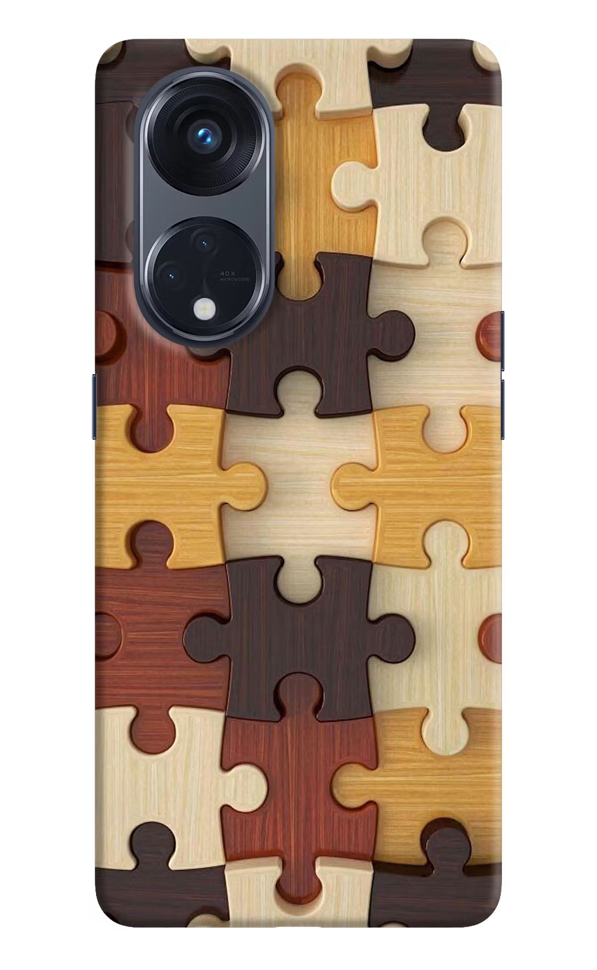 Wooden Puzzle Oppo Reno8 T 5G Hard Case Back Cover by Casekaro