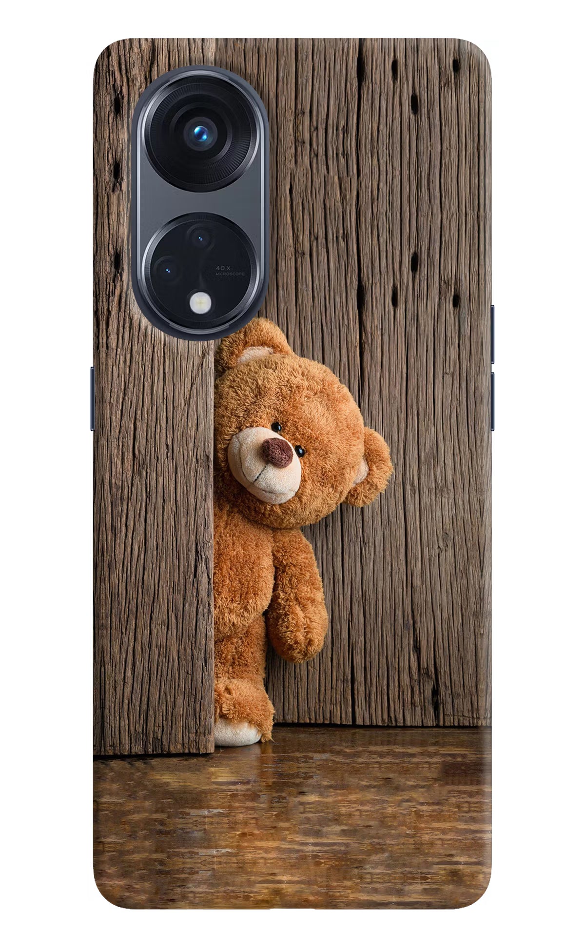 Teddy Wooden Oppo Reno8 T 5G Hard Case Back Cover by Casekaro