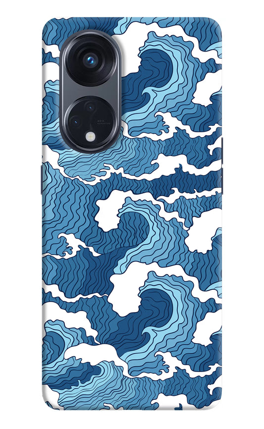 Blue Waves Oppo Reno8 T 5G Hard Case Back Cover by Casekaro