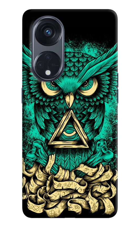 Green Owl Oppo Reno8 T 5G Hard Case Back Cover by Casekaro