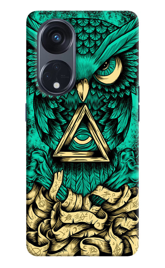 Green Owl Oppo Reno8 T 5G Hard Case Back Cover by Casekaro