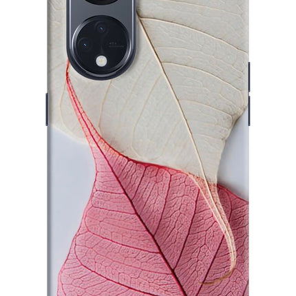 White Pink Leaf Oppo Reno8 T 5G Hard Case Back Cover by Casekaro