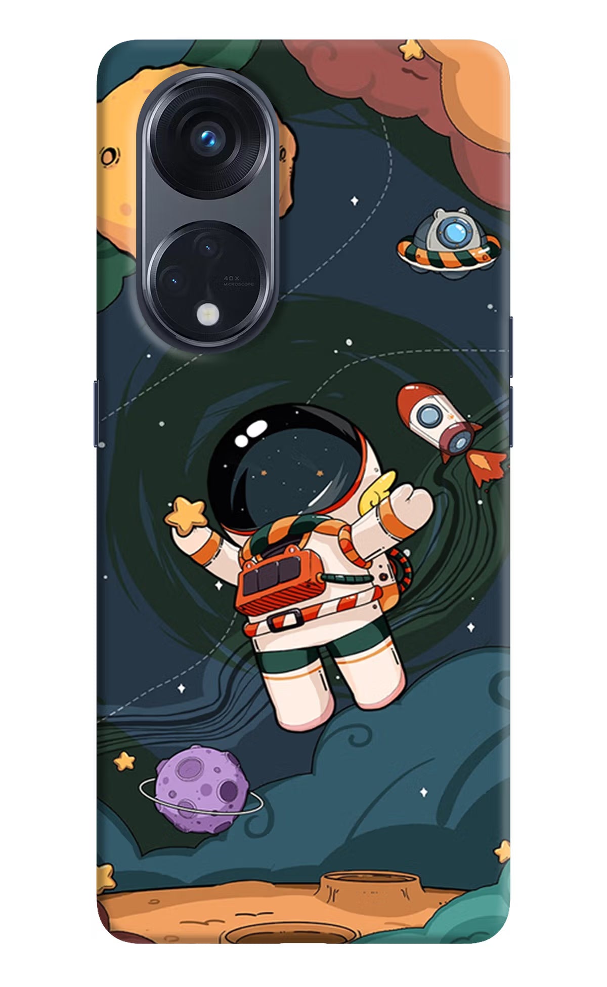 Cartoon Astronaut Oppo Reno8 T 5G Hard Case Back Cover by Casekaro